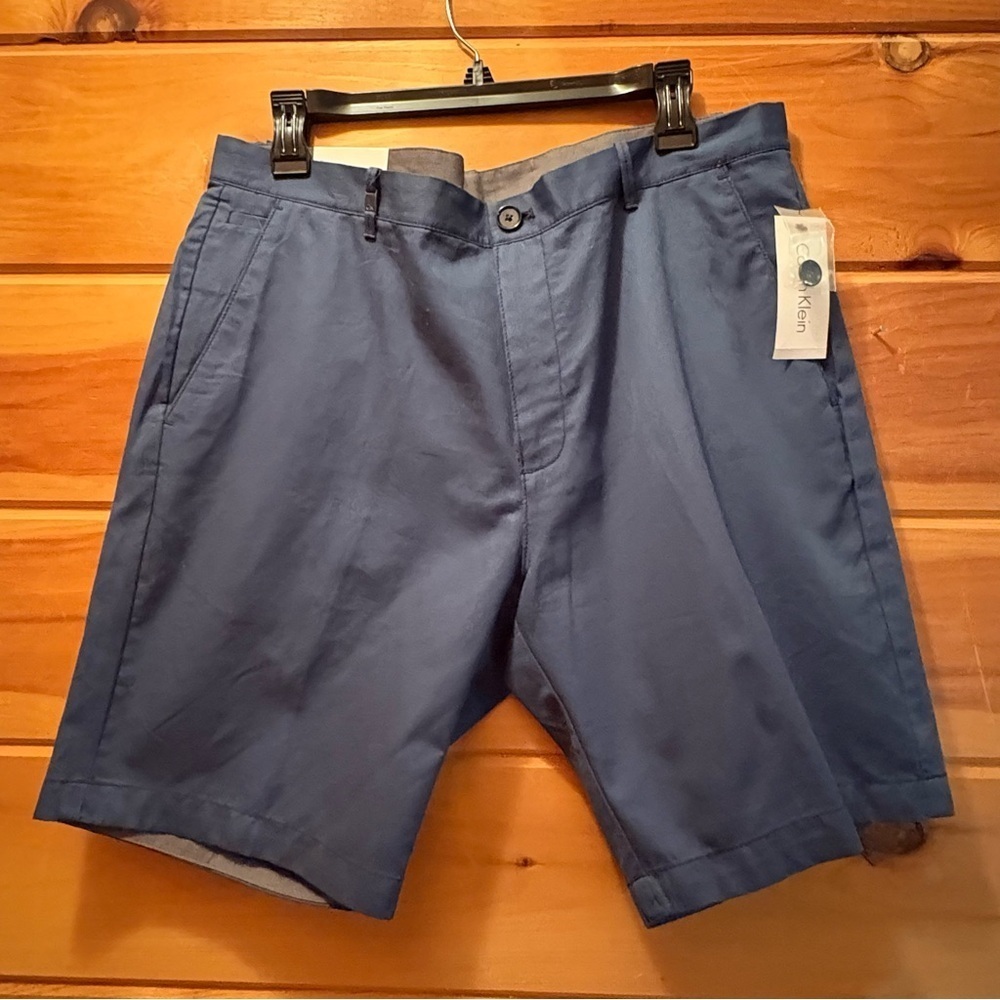 Calvin Klein Blue Flat Front Shorts Classic Style
